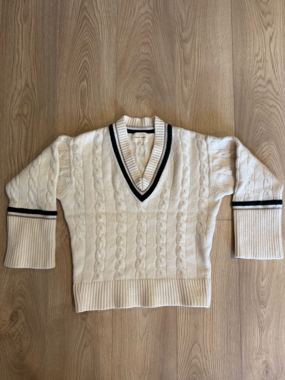 Loulou Studio Sipora Cable Knit Wool Cashmere Sweater Size S Cream - Picture 2 of 6